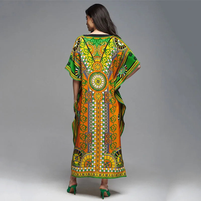 2026 Women Swimsuit Beach Cover Up dress Sleeve Kaftan Beach Tunic Long Pareos Bikinis Cover ups Summer Robe Plage Beachwear