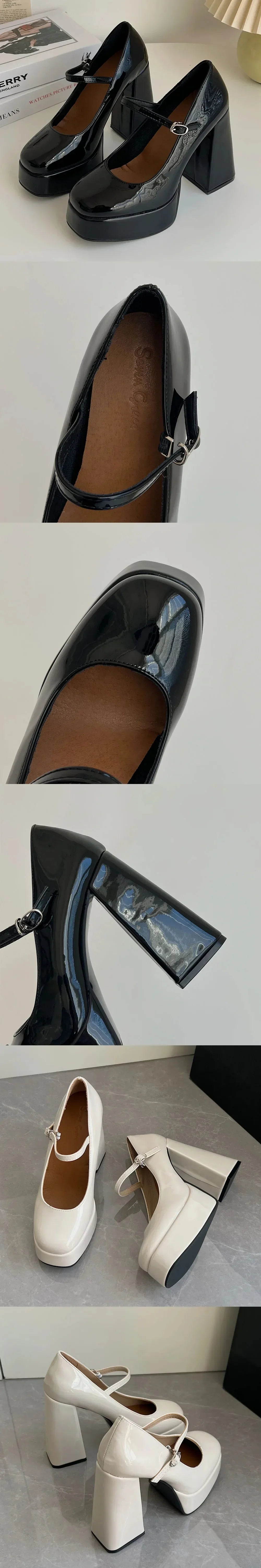 2024 Vintage y2k Chunky High Heels Platform Pumps Summer Super High Black Lolita Mary Janes Shoes Women Pumps Footwear