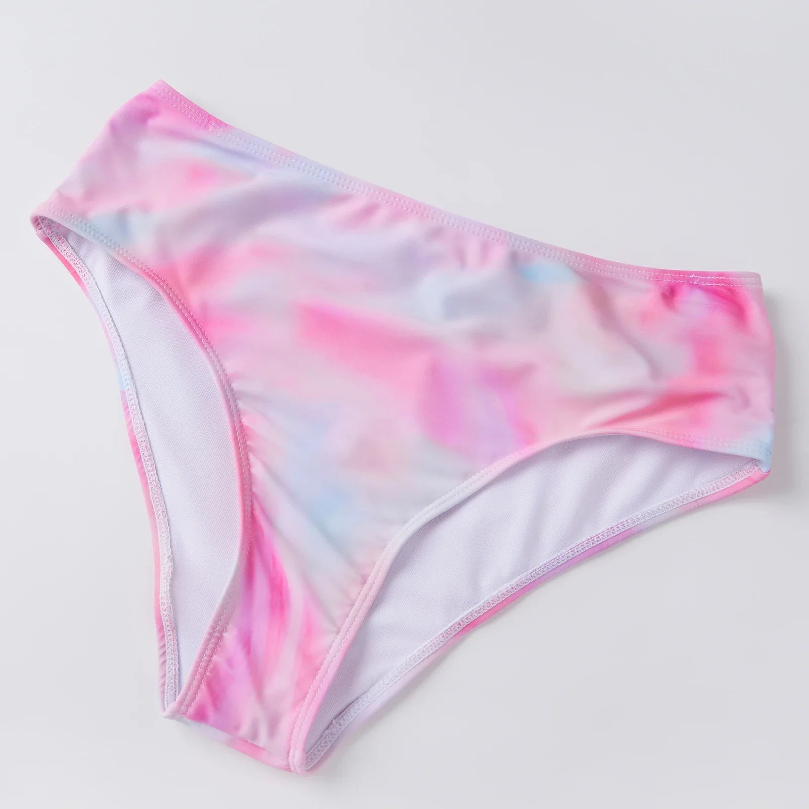 2026 Summer Women's Bikini Set Gradient Pink Shell Bra with Low Waist Shorts and Cover Up Skirt 3 Pcs Swimsuit