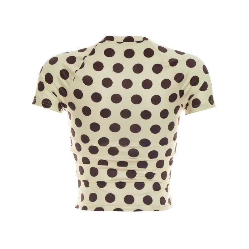 2026 Summer Women's Tops Round Neck Short Sexy Polka Dot T-Shirt Tops
