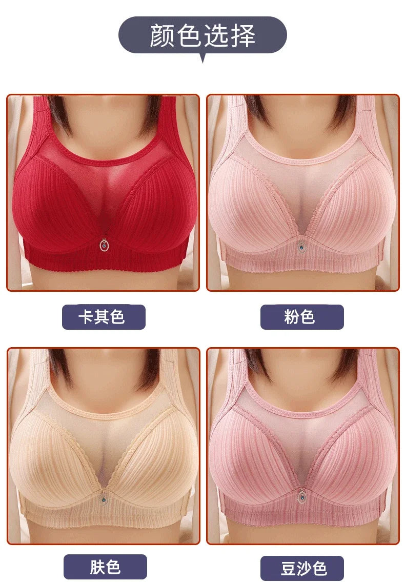 42-44 B/C Large Cup Underwear for Women Bra Large Size Comfortable No Steel Bra Fashion Bralette Tops Middle Aged Lingerie