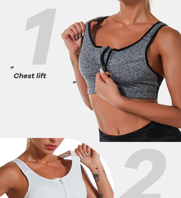 CZGUKE  S-2XL Popular Sports Top Yoga Bra Women's Shockproof Sports Shirt Sports Bra Front Zipper Women's Push Up Bra Sportswear