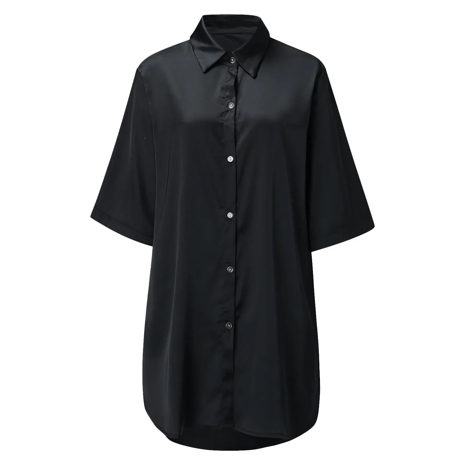 New Women's Solid Color Silky Comfortable Soft Pajamas Sexy Short Sleeve Nightshirt Smooth & Skin-Friendly Home Sleepwear Lounge