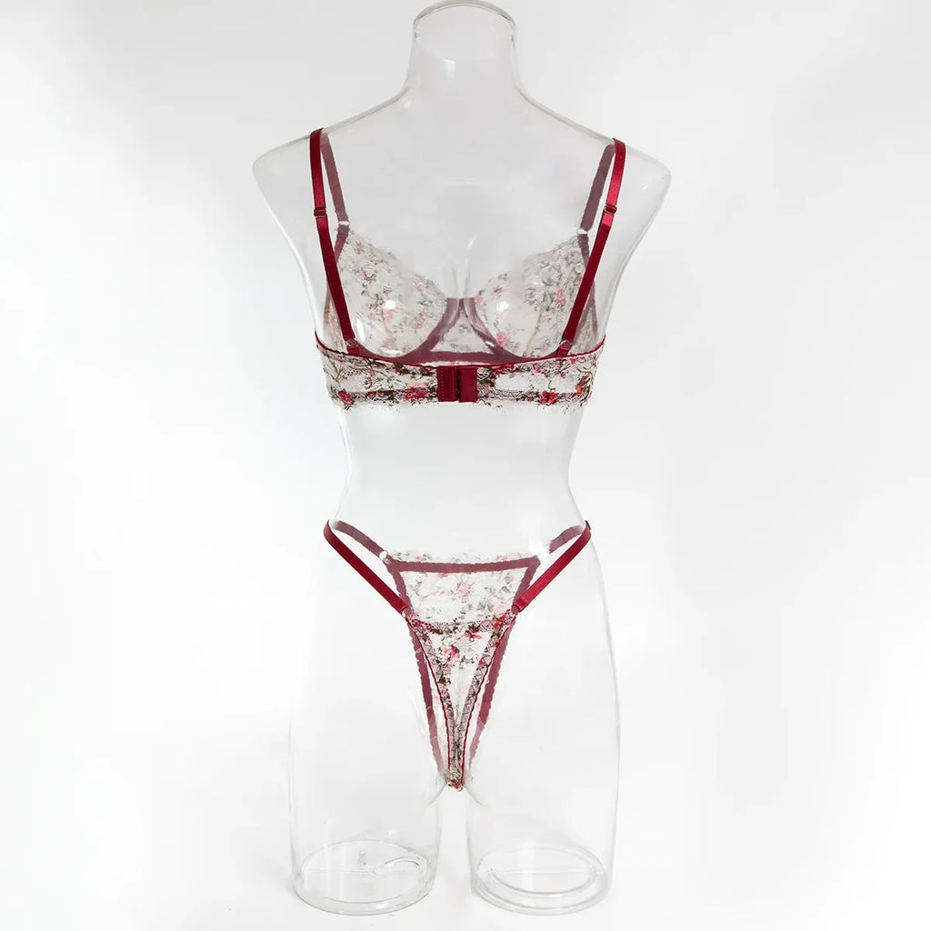 French retro lace underwear set sexy push-up bra erotic underwear