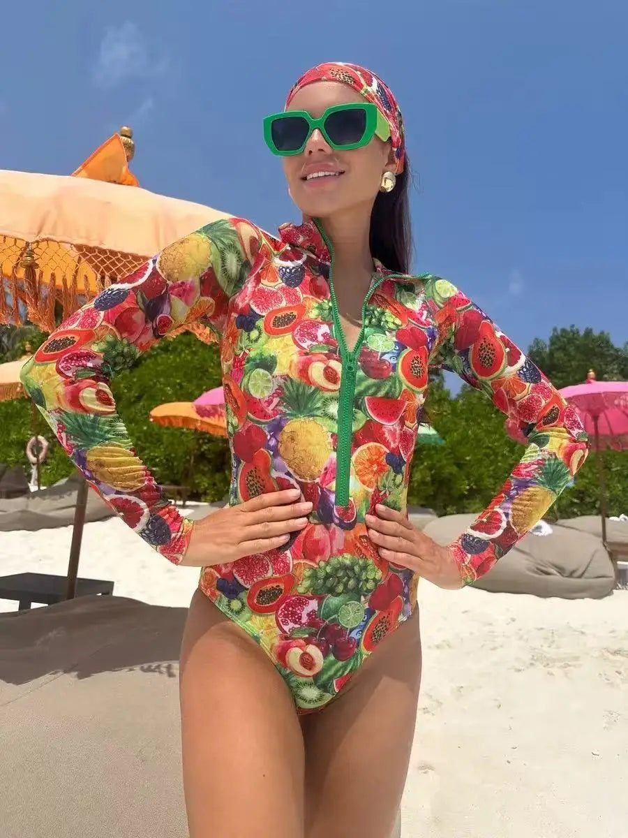 2026 New One Piece Printed Swimsuit Bikini Long Sleeved Swimsuit Bikini Set High Waist Bikinis Swimwear Beach Swimsuit Swimwear