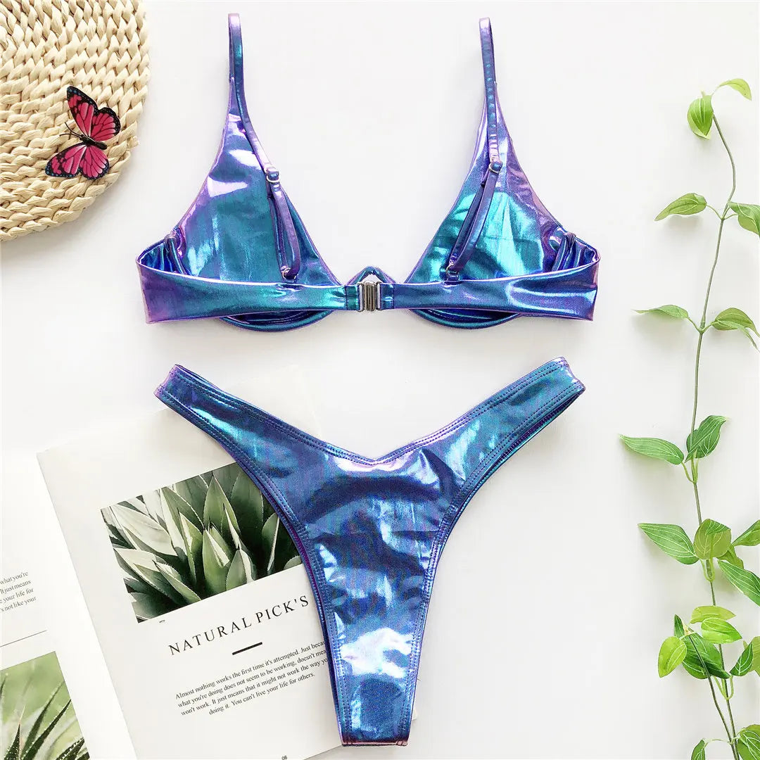 S - XL V-bar Underwired Bikini Female Swimsuit Women Swimwear Two-piece V shape Wire Bikini set Bather Bathing Suit Swim V439