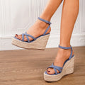 Big Size 43 Summer Platform Espadrilles Sandals Women Ankle Strap High Heels Gladiator Sandals Party Comfortable Wedges Shoes