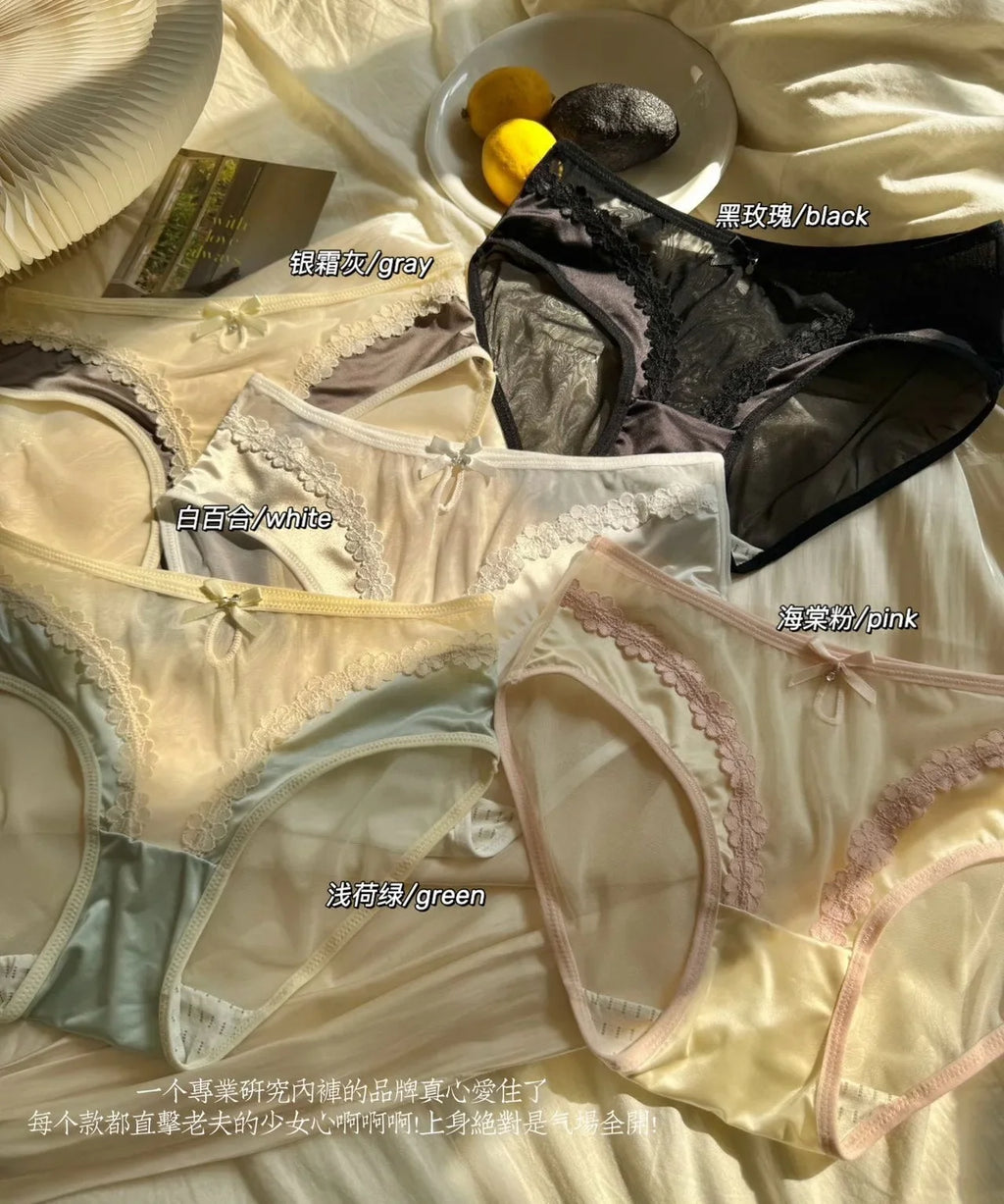 2026 Mid-waist Lace Panties Seamless Soft Mulberry Silk Bottom Crotch Women's Lace Panties Women