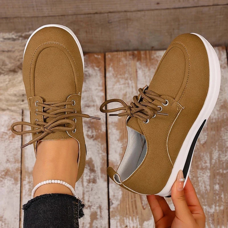 Comfortable Lace Up Platform Sneakers Women Lightweight Plus Size 43 Thick Sole Casual Shoes Woman 2025 Non Slip Sport Sneaker