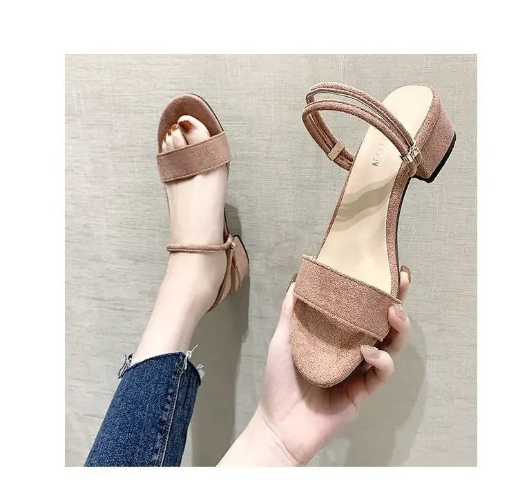 Women Sandals Chunky Heels Slides Summer 2026 Elegant Shoes Women Slipper Big Size 34-42 Fashion Summer Sandal Women