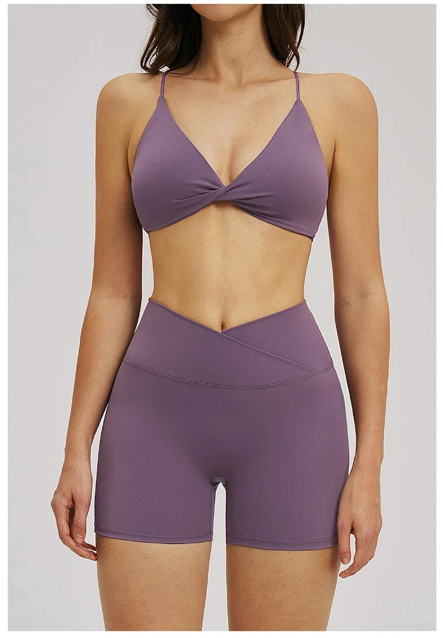 Women 2 Piece Gym Workout Set Female Bra Yoga Shorts Vest Fitness Wear Quick-Dry  Sports Bra Suits Sportswear Tracksuit Outfits