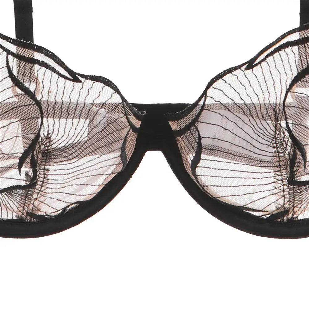Summer French Minimizer Bra Beachwear Large Bust Pure Embroidery Lace Ultra Thin Plate Size Light Support Wirefree AU MOYISU