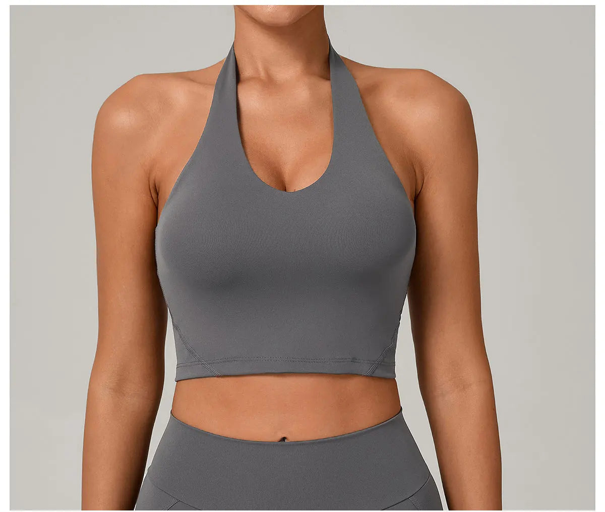 Women Fitness Sports Bra Halter Top High Support Push-up Open Back Gym Bra Shockproof Running Fitness Yoga Workout Underwear