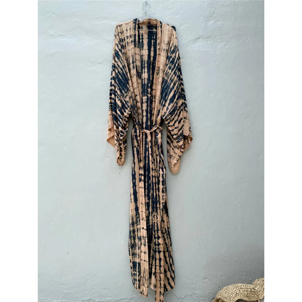New 10 Colors Printed Long Sleeve With Belt Tunic Beach Cover Up Cover-ups Beach Dress Beach Wear Beachwear Female Women V4521