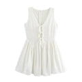 Foridol Bowknot Tie-up Summer White Dress Women Sleeveless Beach A-line Short Dress 2025 Occasion Boho New in Sundress