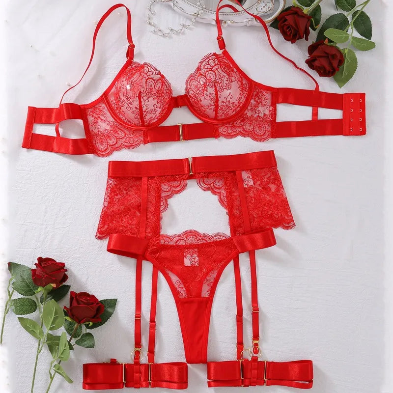 Two-piece Women's Set G-string Transparent Underwear Lolita Romantic Lingeries Set Sexy Bra and Panties Sets Lingerie for Woman