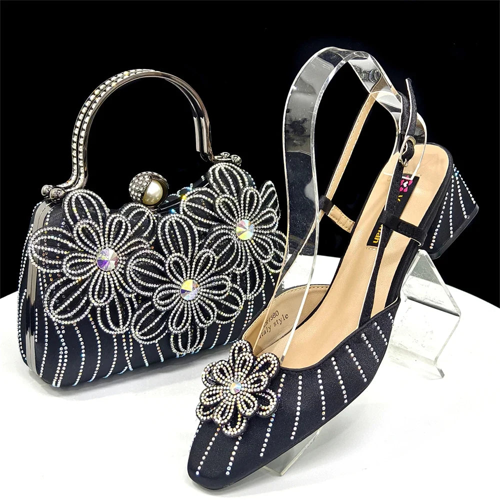 Doershow Italian Shoe and Bag Set New 2025 Women Shoes and Bag Set In Italy GREEN Italian Shoes with Matching Bag HW1-1