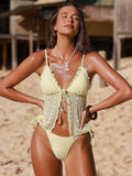 DEKA Women's Sensual Lace Bikini Set Thong Vacation Hot Swimming Suit Split  Beachwear Holiday Mesh Swimwear Sexy Swimsuit