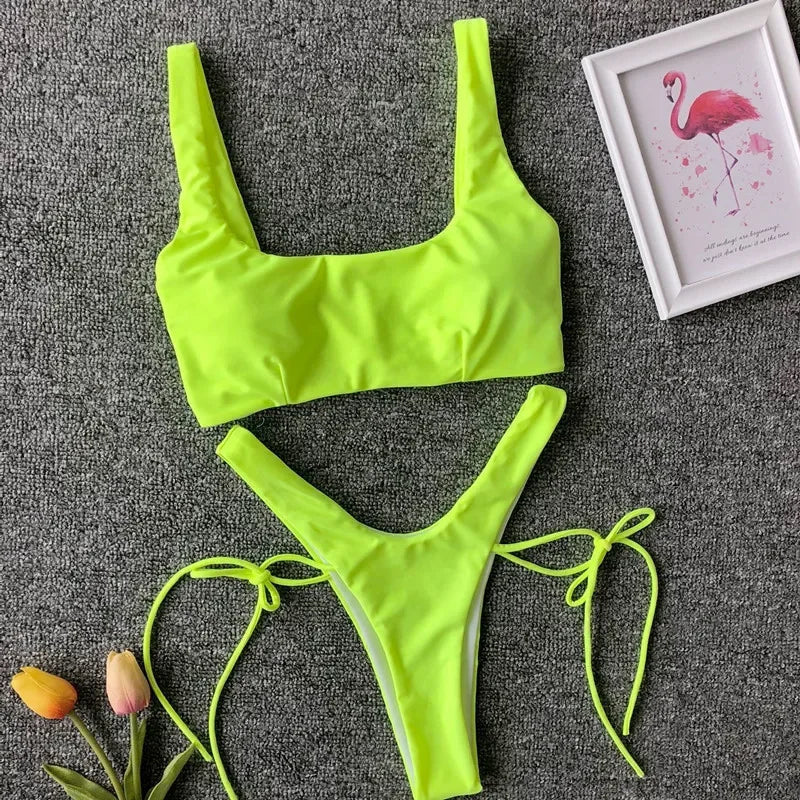 2026 High Cut Micro Thong Bikini Female Thong Bikinis Swimsuit Women Swimwear Two-pieces Bikini Set Brazilian Bathing Suit Swim