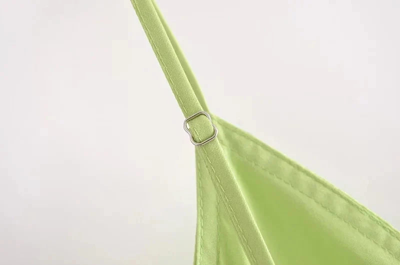 Foridol Elastic Smocking Green Cotton V Neck Summer Women's Dress Sleevless Long Green Maxi Casual Strapy Dress Solid Female