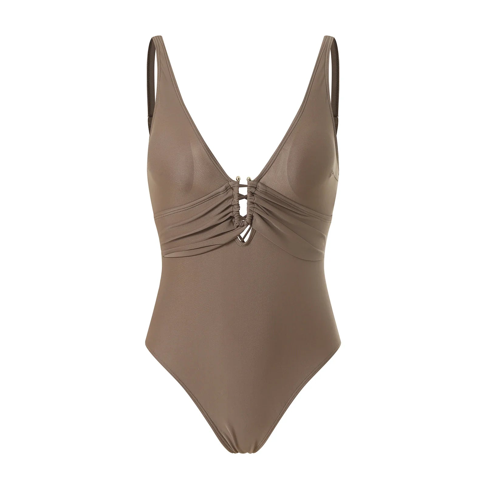 2026 New Solid One Piece Swimsuit For Women Ruched U Buckle Swimwear Lady Backless Bathing Suit Beachwear Monokini Swimming Suit