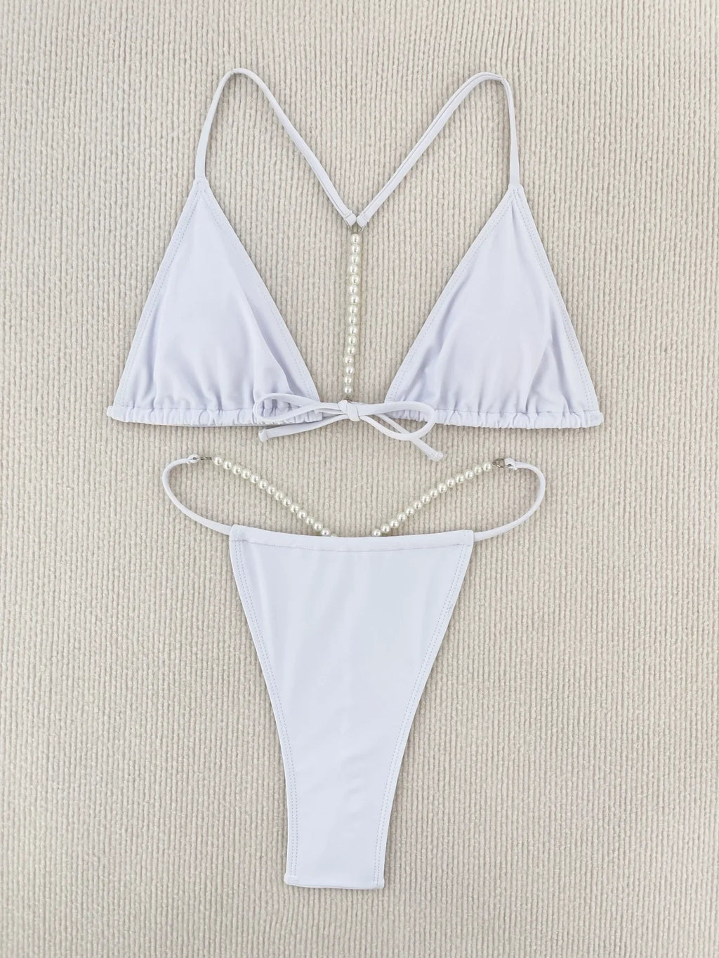 DEKA Thong Bikini Sexy String Pearls Mini Set Swimwear Women Swimsuit Female Swimming for Beach Wear for Bathing Suits