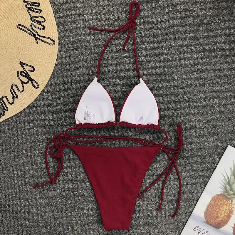 Sexy Neon Extreme Mini Micro String Bikini 2025 Women Swimsuit Female Swimwear Two-Piece Bikini Set Bathing Suit Swim Beach Wear