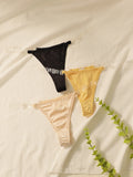 Women's Sexy Low Waisted Thong Hollow Out No Trace Antibacterial Underwear Daily Breathable Close Fitting Underwear J0129