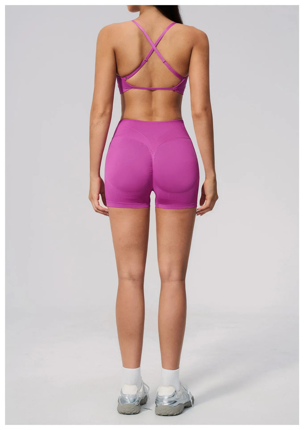 Seamless Yoga Excersize Sets Women Cross Back Sports Bra Tracksuit Workout Clothes High Waist Hip Lifting Shorts Fitness Suits