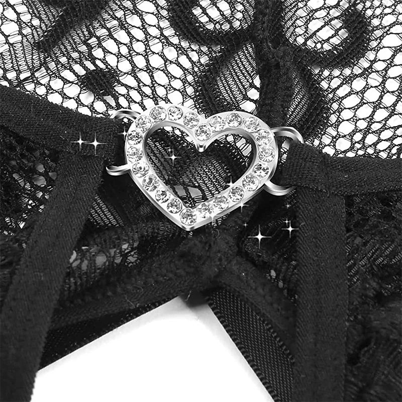 Women Sexy Lace Teddy Lingerie Deep V Mesh Sheer Bodysuit Backless Crotchless One Piece Babydoll Nightwear