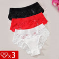 3pcs/pack Low Waist Floral Women's Panties Sexy Elegant Lady Briefs Underwear Fashion Style Breathable Comfort Female Underpants