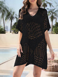 Mesh Crochet Long Beach Shirt Women Solid Cover Up Ladies Long Sleeve Hollow Out 2026 Sexy Beachwear Bathers Swim Bathing Suit