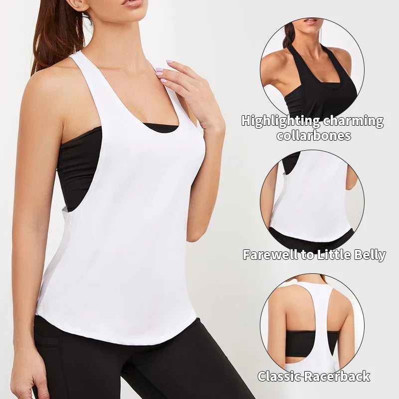 Yoga Fitness Vest Hollow Solid Color Sports Blouse Women Women's Summer Home Casual Solid Color Sleeveless Irregular