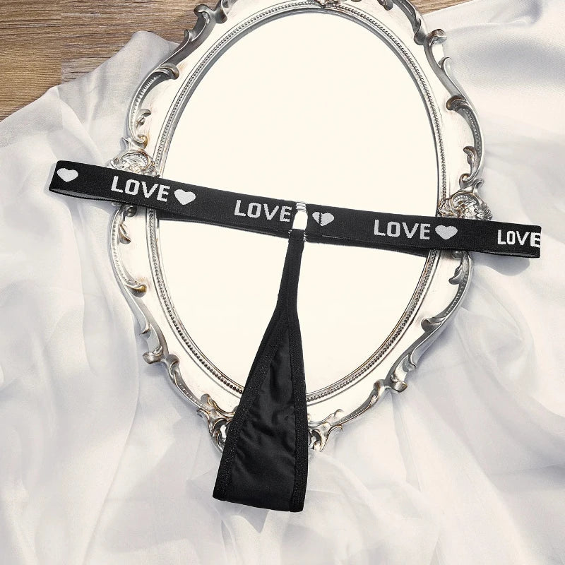 1pcs Letter Low Waist Fashion Sexy Women Thongs Sexy Lingerie Breathable Lady G-string Underwear T-back Black Female Panties