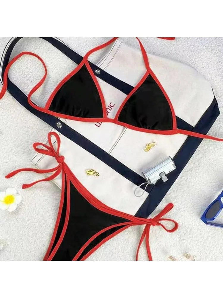 2026 Sexy Contrast Color Separates Micro Bikini Women's Swimsuit Female Swimwear Mini Thong Bikinis Set Two-piece Bathing Suit