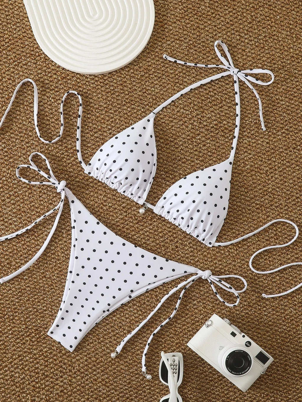 Triangle Halter Thong Bikinis 2026 Women Sexy Swimsuit Dot String Swimwear Female Bathers Bathing Swimming Swim Suit Beachwear