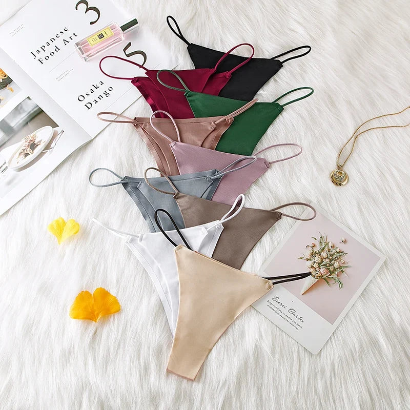 Women Panties G String Sexy Thong Seamless Underwear Ice Silk T Back Butterfly Briefs Girls Low Waist Lingerie Plus Size S-XL
