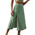 Harajuku Floral Print Long Skirt Vintage High Rise Straight Midi Skirts For Women Summer Skinny Bohemian Split Beach Skirts Y2k