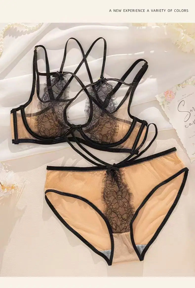 Ultra-thin Sexy Lace Hazy Attractive Comfortable Soft Steel Ring on The Support To Prevent Sagging Cross Beautiful Back Change