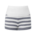 Women Spring Summer Striped Knit Shorts Slim Fold Over Low Rise Mini Shorts for Daily Office Party Club
