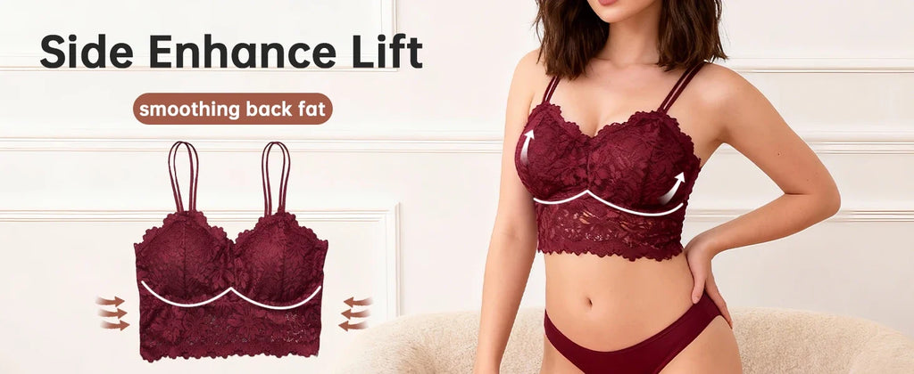 4pcs Women'S Sexy Lace Bra & Panty Set, Breathable & Comfortable, Removable Bra, Stretchy Lingerie Set