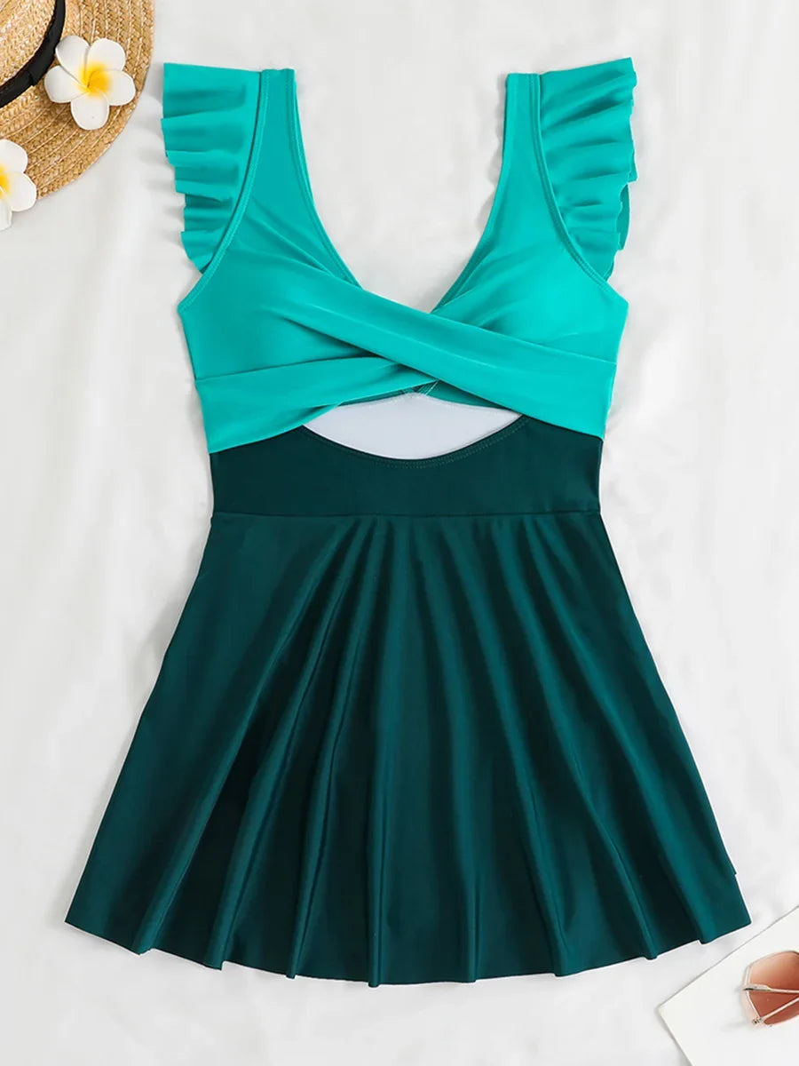 2026 Sexy Ruffle Swimsuit One Piece Hollow Swimwear Women Bathers Bathing Swimming Swim Suit Female Beachwear