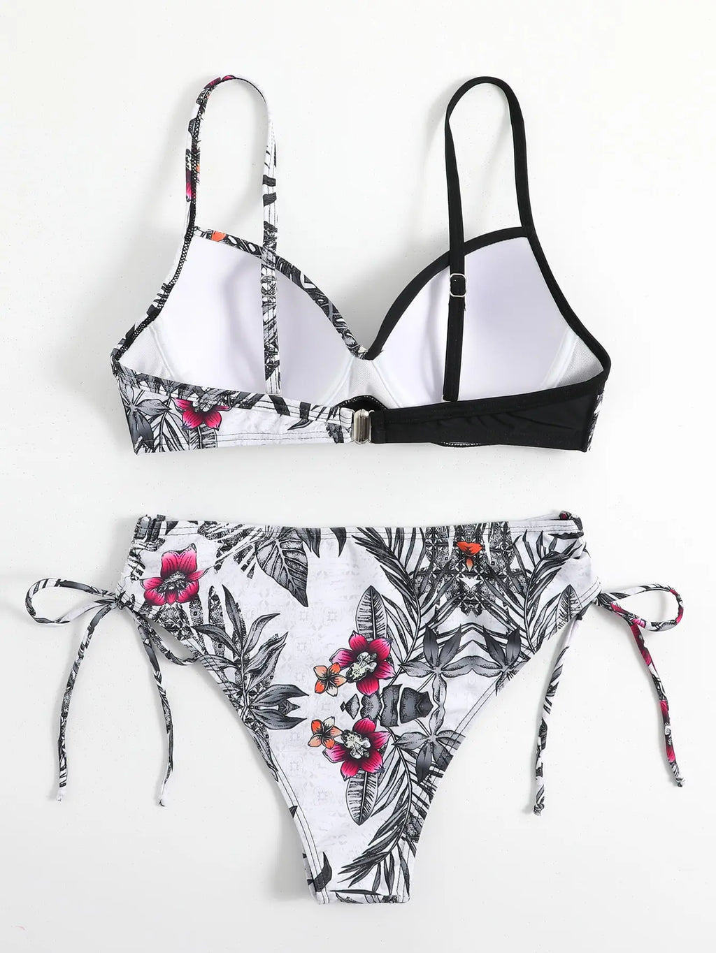 Tropical Print Bikini 2026 Women Drawstring Swimwear Female Push Up Swimsuit Beachwear Bathers Bathing Swimming Swim Suit