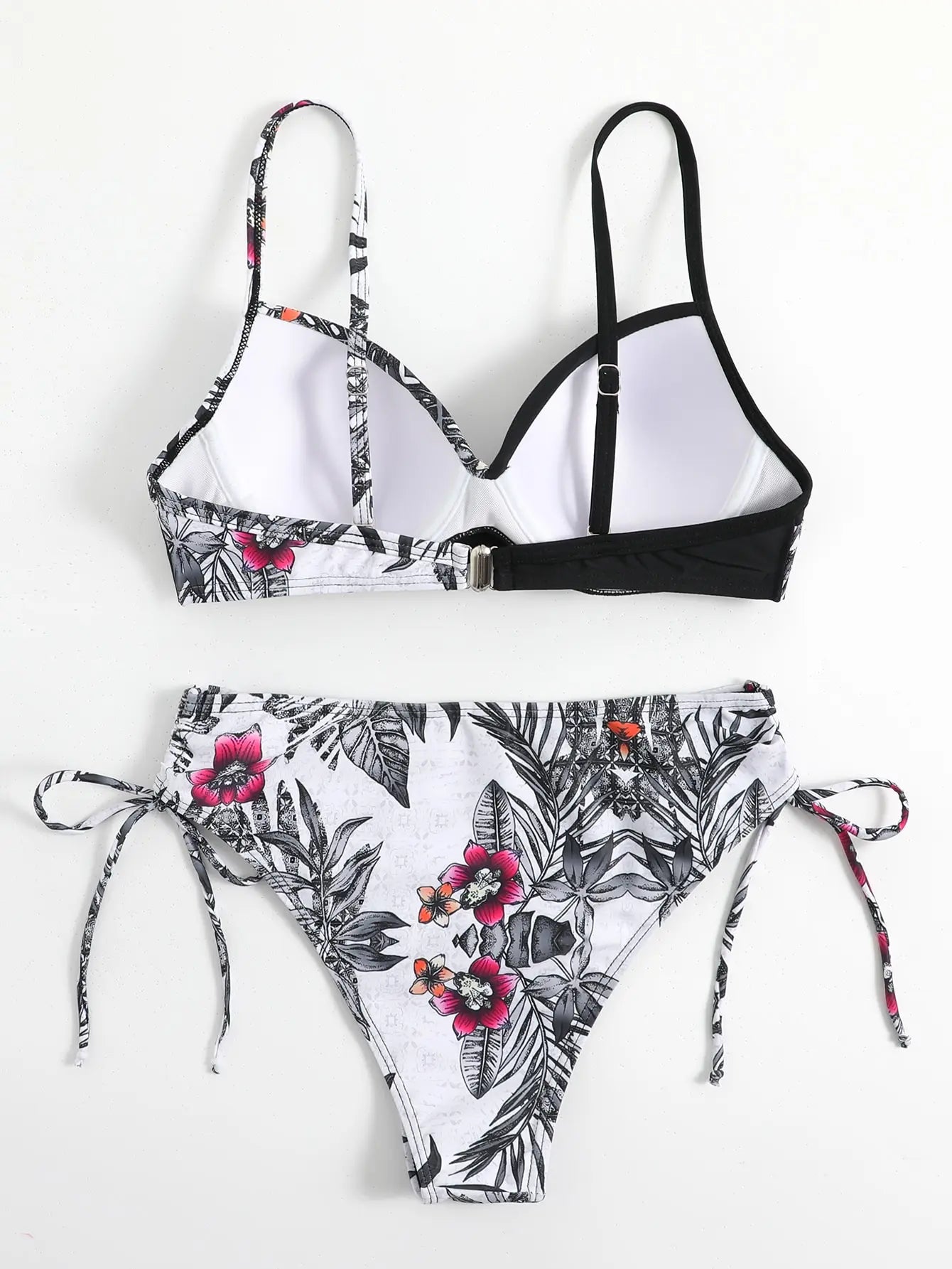Tropical Print Bikini 2026 Women Drawstring Swimwear Female Push Up Swimsuit Beachwear Bathers Bathing Swimming Swim Suit