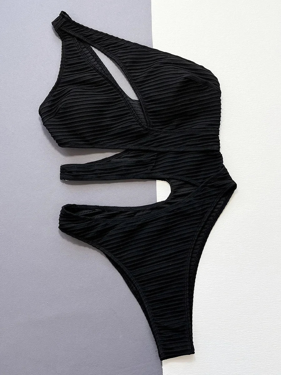 Asymmetric Hollow Out One Shoulder Women Swimwear One Piece Swimsuit Female High Cut Monokini Bather Bathing Suit Swim Beachwear