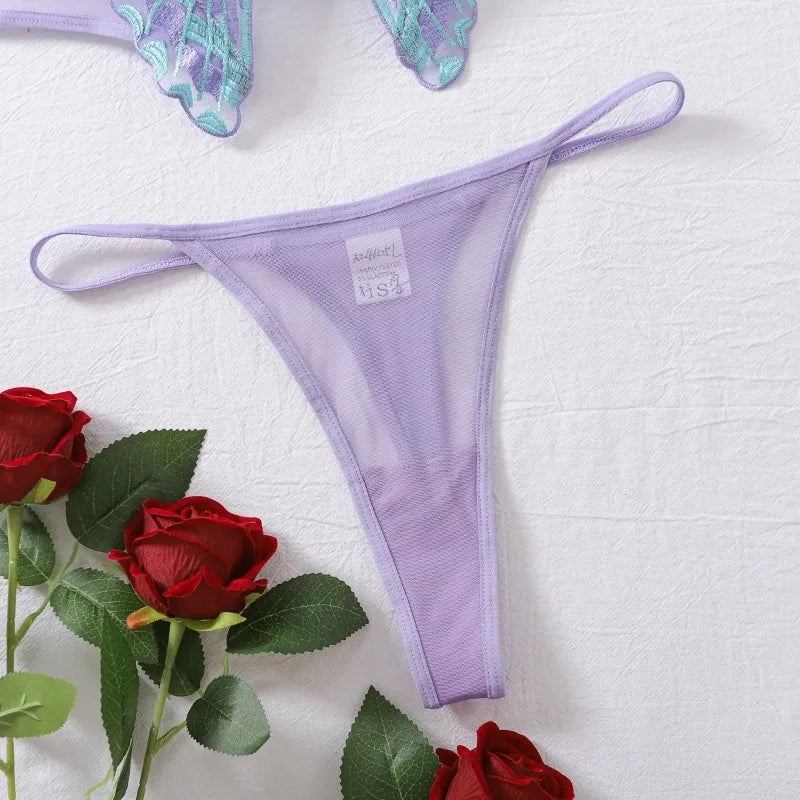 Toucheart Sexy Ultra Thin Perspective Underwear Set For Women Sexy Bra 2 Piece Set Butterfly Hollow Out Sexy Lingerie Set New