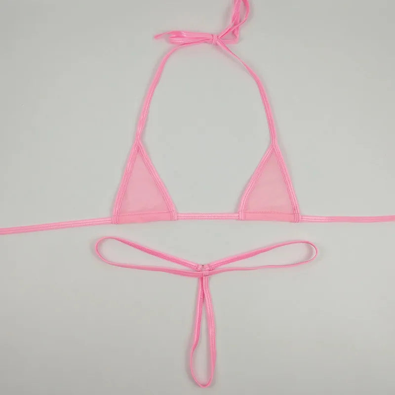 DEKA Women Extreme Micro Transparent Mesh Bikini Set Exotic Mini Swimwear Two Piece Swimsuit Beachwear Bathings Sunbath Lingerie