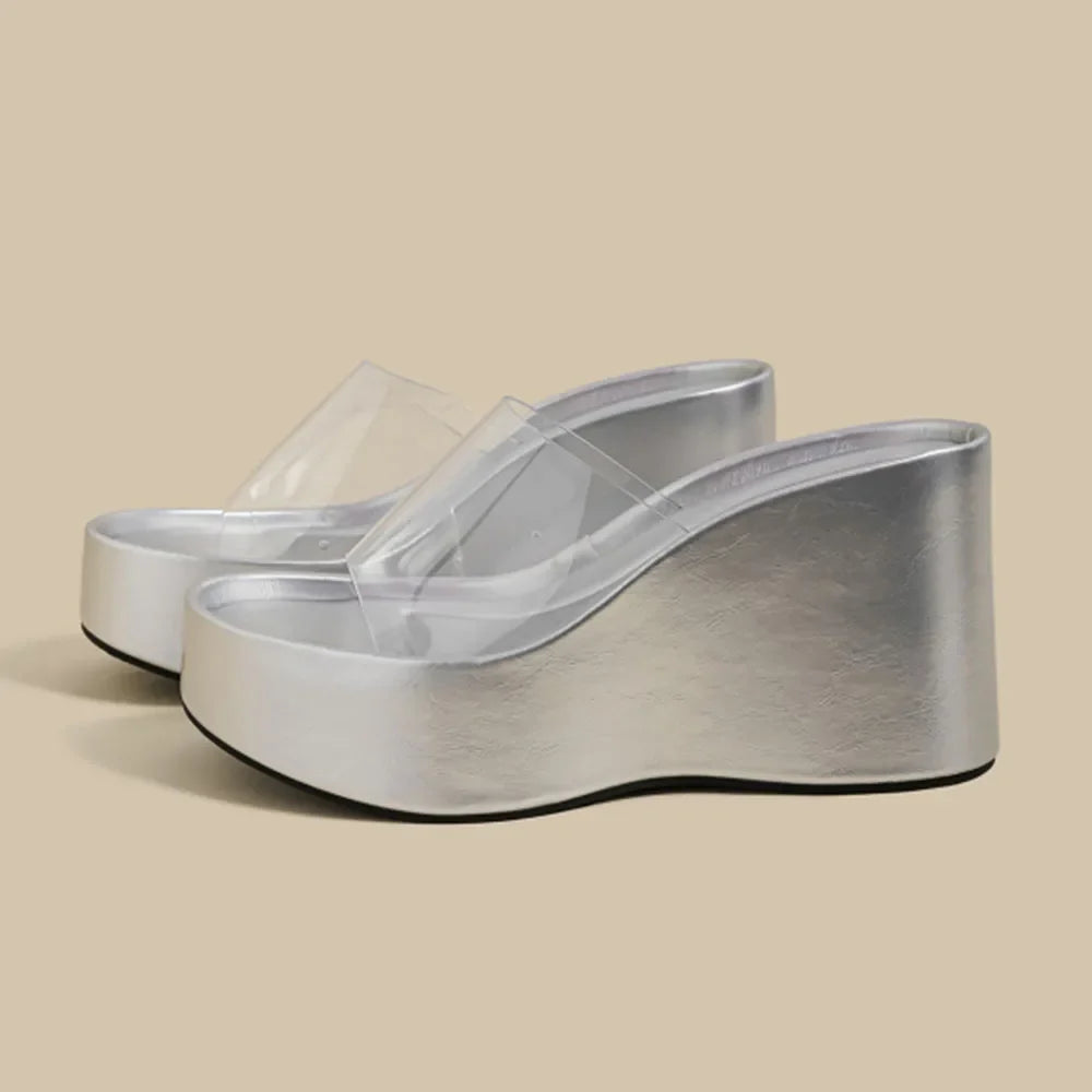 2026 Brand New Flip Flops Sandal Summer Black Platform Sandals Women Outdoor Slipper Wedges Slides 10cm High Heels Shoes Mules