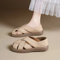2026 Summer Flat Shoes Women Cross  Hollow Out Breathable Sandals Ladies Soft Sole Slip On Casual