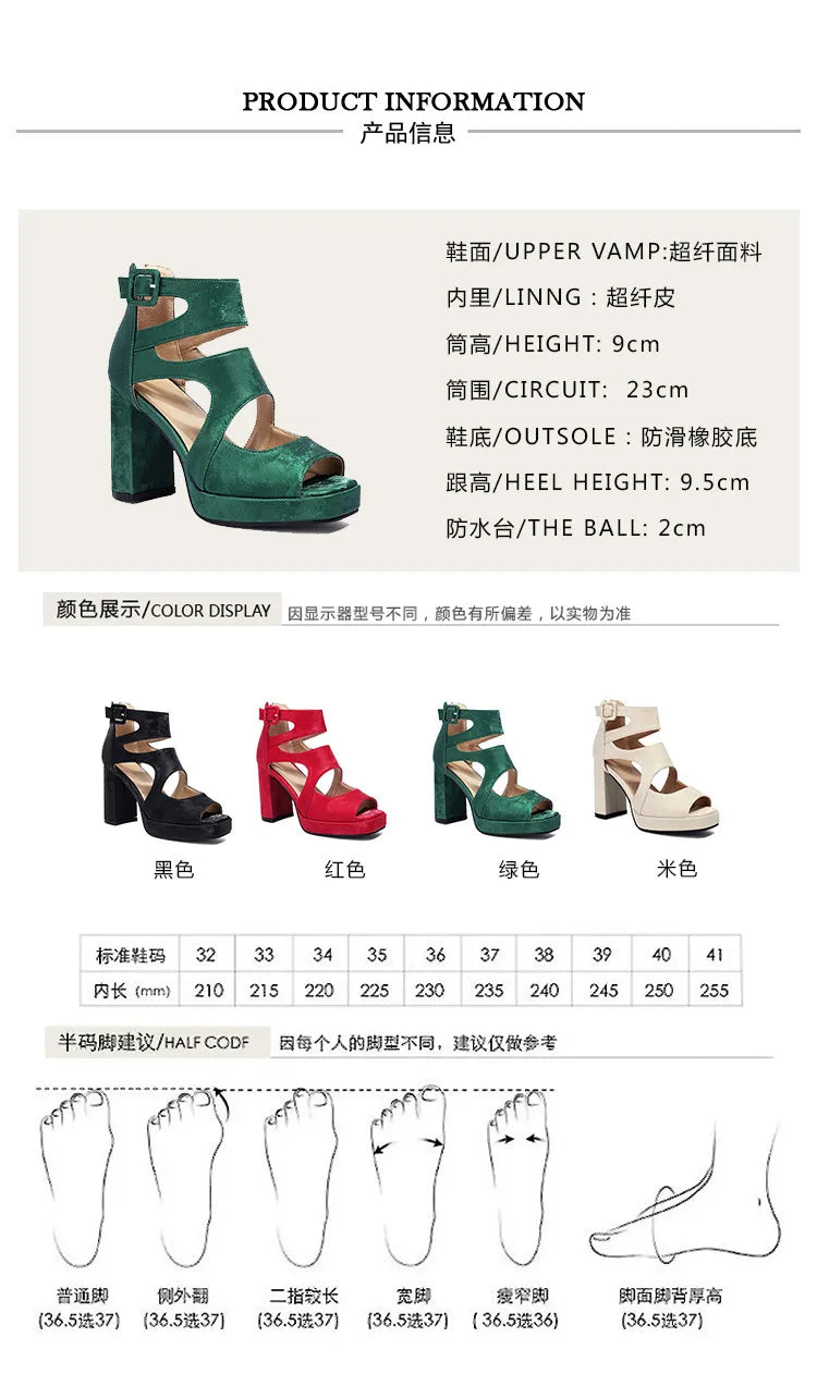Summer Sexy Gladiator Women Sandals Designer Peep Toe Hollow Out High Heels Platform Party Ladies Shoes Zipper Sandales Femmes